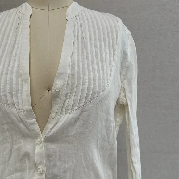 Marks & Spencers White Linen Long Shirt - 10 (M) - Picture 2 of 7